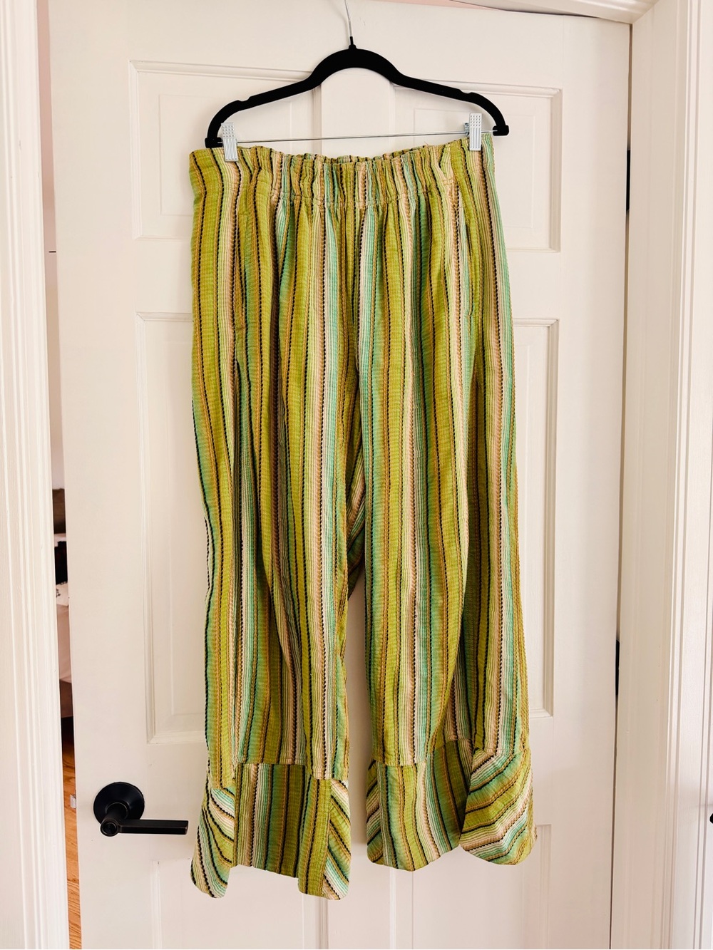 Free People Day’s End Stripe Pants Green Boho Wide Leg Flowy Pants M